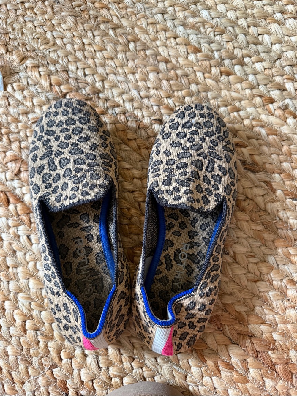 Rothy’s size 2 Leopard Print Slip-On Shoes in Beige and Black